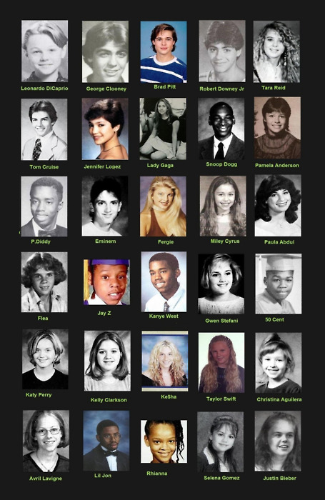 celebrity-yearbook Yearbook pictures of celebrities Brad Pit Kesha Lady Gaga