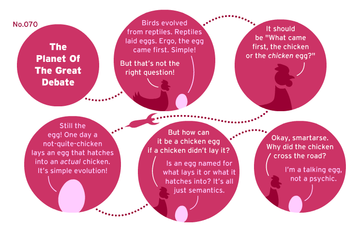 egg-came-first chicken vs egg, egg came first